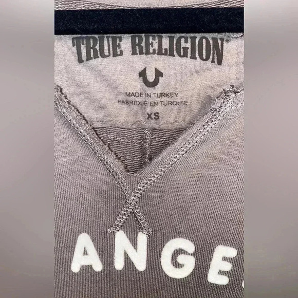 NWT True  Religion casual oversized trendy stylish scoop neck long sleeve top XS - Picture 4 of 5